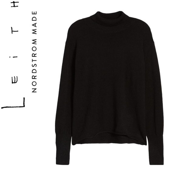 Women's Leith Mock Neck Sweater, Size Large - Black - Picture 5 of 9